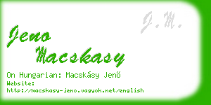 jeno macskasy business card
