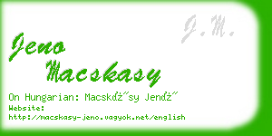 jeno macskasy business card